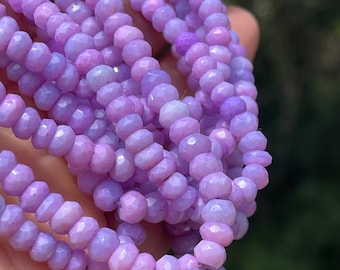 Pale Purple Opal 3mm, 4mm, 5mm, 6mm Rondelle Beads, Light Lilac Gemstone, Facted Bead, Pastel Gems for Knotted Candy Necklaces O-LI2-36