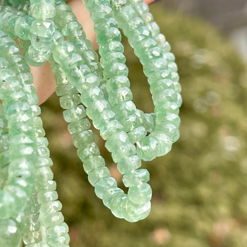 Mint Kyanite Beads, 6mm Faceted Rondelles, 4mm Jade Green Natural Gemstones, Light Green Gems for Making Beaded Jewelry, R-KYA4 image 4
