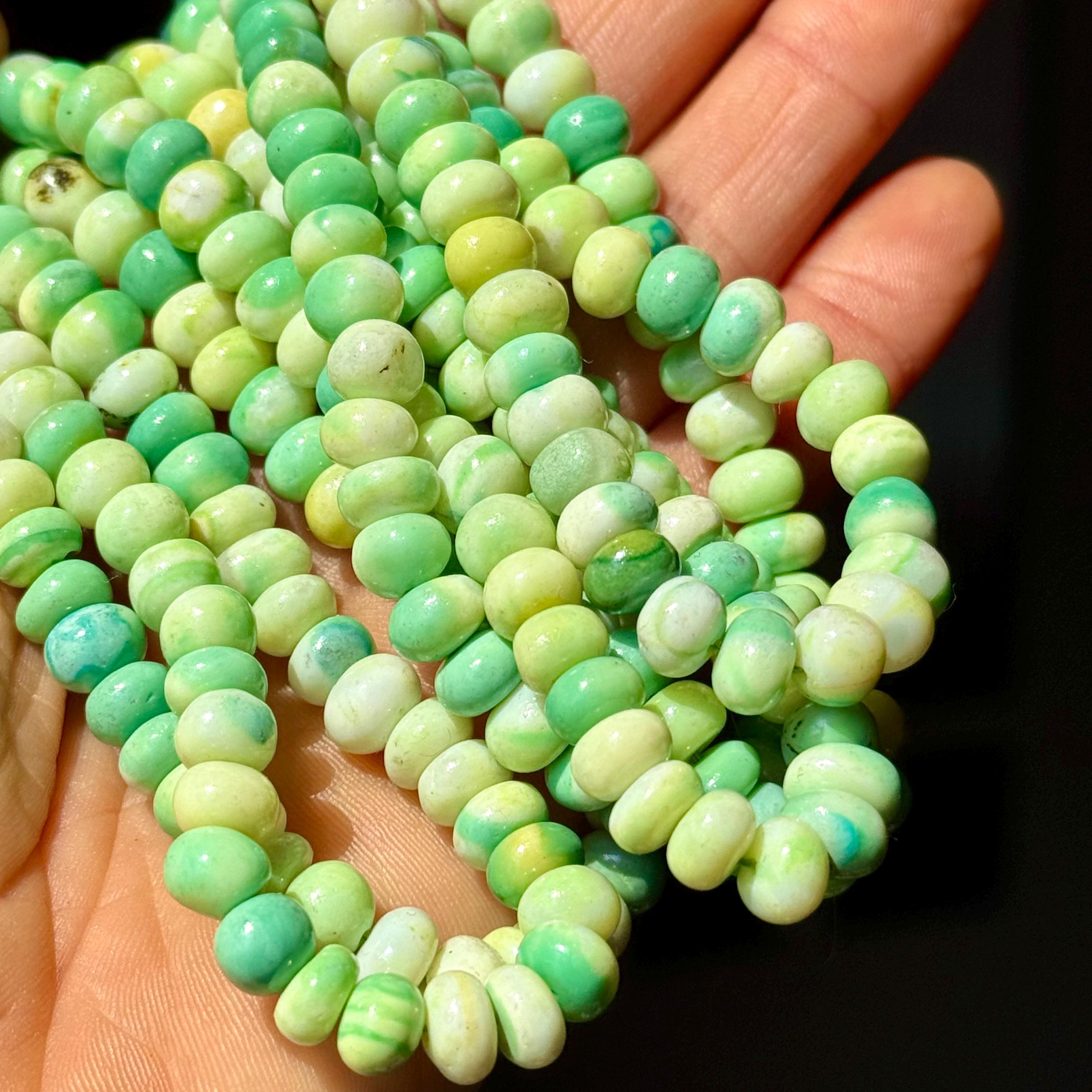 Green Opal Gemstone Natural Round Loose Beads - 6mm For Jewelry Making - 15" Strand