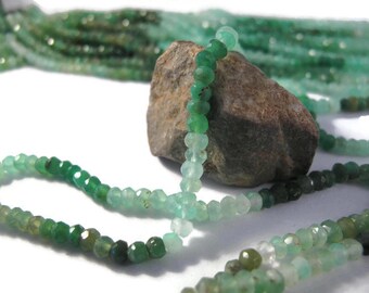 Chrysoprase Rondelles, 3.8mm, Shaded Green Gemstone Beads, 14 Inch Full Strand, Jewelry Supplies (R-Ch5a)