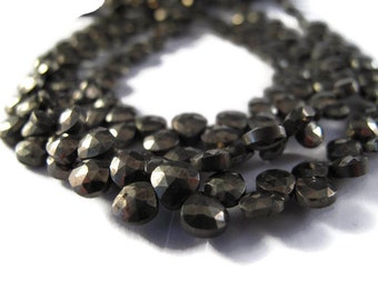 Pyrite Hearts 8" Full Strand, Pyrite Briolettes, 8 Inch Strand of 5mm Heart Beads (B-Py1a)