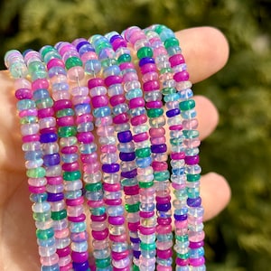 Multi Color Ethiopian Opal Beads, 4mm 5mm Opal Rondelles, Rainbow Opal Beads, Pink Opal Beads, Blue Opal Rondelles, Multi Opal Beads, EO21 image 8