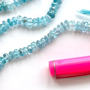 Blue Zircon 4mm - 5mm Faceted Rondelles, 10 Bead Sampler, Blue Diamond Lookalike, Light Blue Gemstones, Teal Gems, High End Beads, R-BZ2