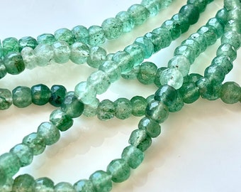 Green Strawberry Quartz Faceted Rondelles, 5mm Beads, Faceted Rondelle, Emerald Green Beads, Green Gemstone, Rainbowe Jewelry Supply, R-GST1