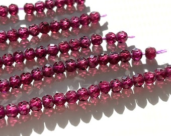 Purple Garnet Beads, Sampler of 20 4mm Faceted Rondelles,  Tiny Natural Untreated Rondelle Gemstone Beads for Making Jewelry (R-PGT1)