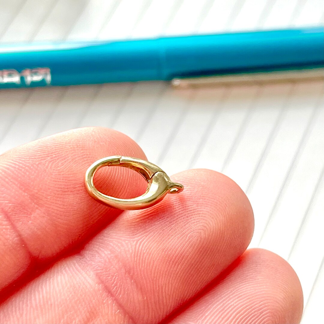 14k Gold 13mm Lobster Clasp, Push Clasp, Triggerless Lobster, 14k Oval Lobster, Designer Jewelry