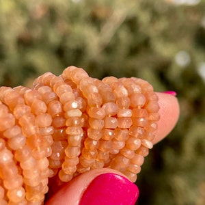 Peach Moonstone Rondelles, 3mm 3.5mm Gemstone Beads, Peach Beads, Light Orange Gemstones, Gemstone Rondelles for Making Jewelry, PM2 image 5