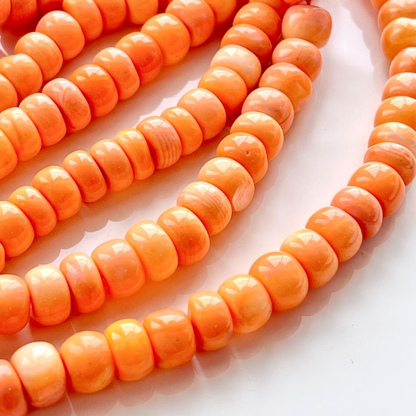 Pastel Orange Opal 8mm Smooth Rondelle Beads, 7mm - 9mm Gemstones, Peach Beads, 8mm Rondelle, Pastel Gemstone Beads for Making Jewelry,O-OP2