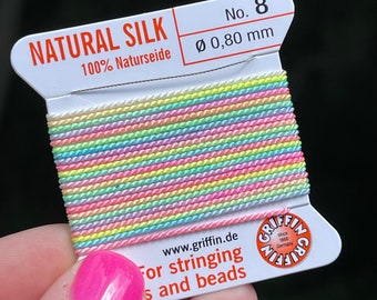 GRIFFIN Silk Cord, "Prism" Rainbow Bead Snob® Dye Job™, Multi Color Silk  for Necklace, Rainbow Cord for Jewelry, Rainbow Griffin Silk Cord