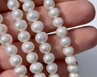 Ivory Freshwater Pearls, 6mm - 7mm White Pearls, Cultured Potato Pearl Beads for Making Necklaces, Gemstone Beads for DIY Jewelry, P-P13