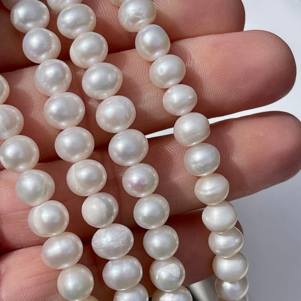 7-8mm A Quality Freshwater Cultured Pearl Necklace in Single White for Sale | Pearls Only