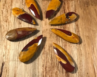 Mookaite, One Large Elongated Pendant - 45x15mm Faceted Pear Shaped Gemstones for Making Jewelry,Natural Gemstones (B-Moo1)