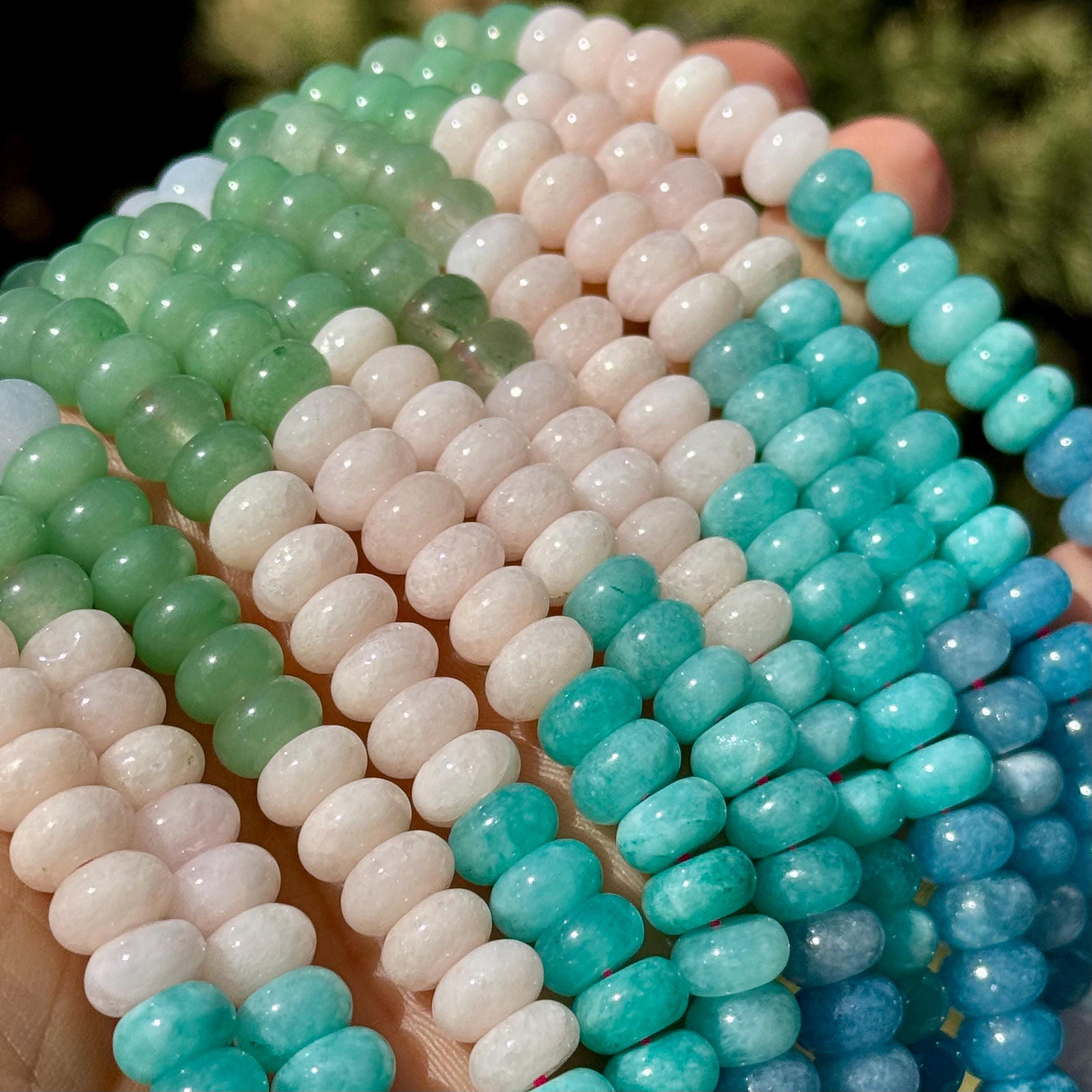 8mm Gemstone Beads, 8mm Rondelle Gemstone Beads, 8mm Smooth Rondelle Beads, Multi Color Gemstone Beads, Blue Gemstone Beads, QZ54