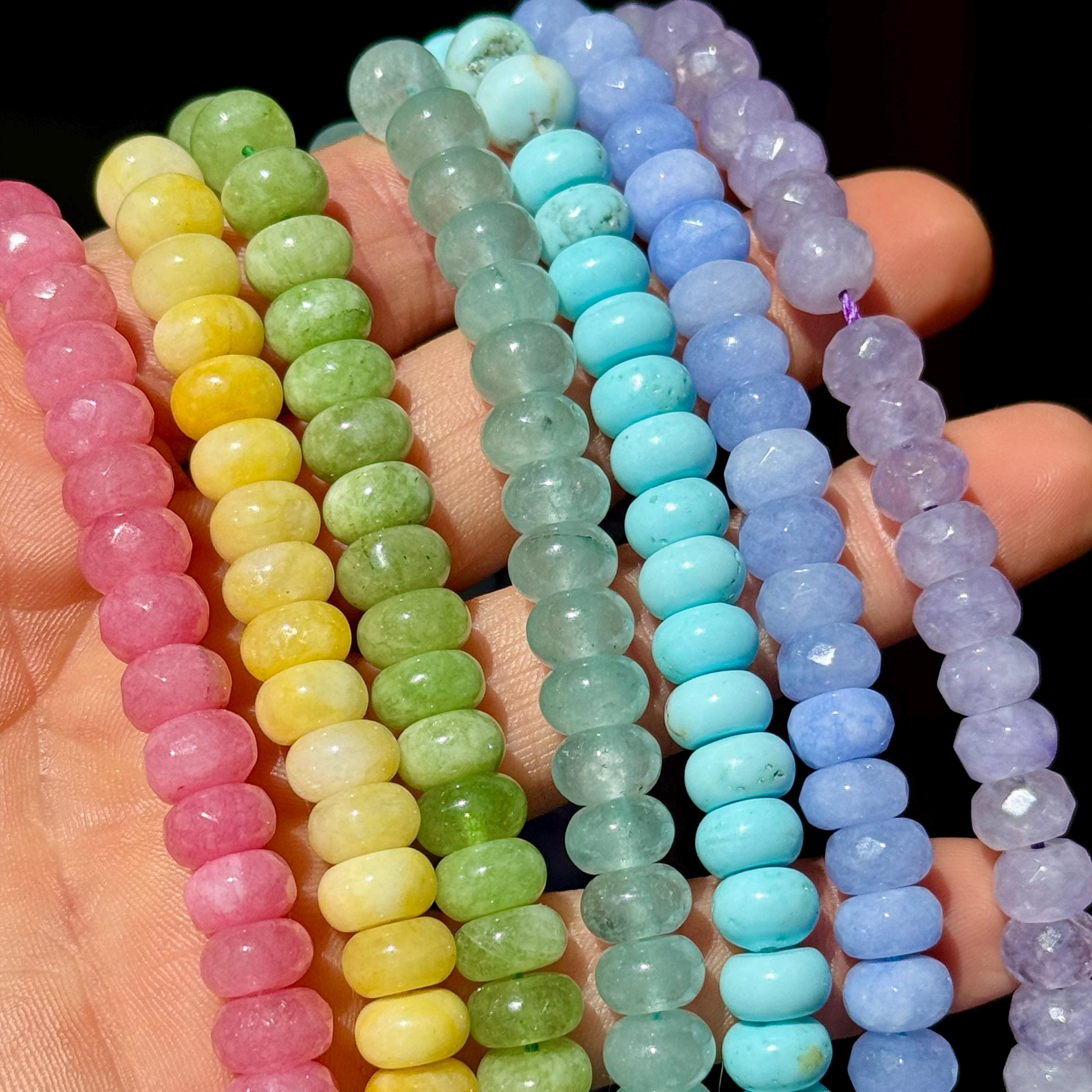 Gemstone Rondelle Strand, 8mm Rondelle, Rondelle Beads, Rondelle Beads 5x8, Gemstone Bead Kit, Rainbow Gemstone Beads, Pastel Rondelle Beads