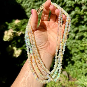 Opal Necklace, Ethiopian Opal Necklace, Rainbow Necklace, Jewelry Knotted on Rainbow Cord, Layering Necklace, Beaded Jewelry, Gift for Her