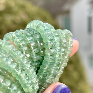 Mint Kyanite Beads, 6mm Faceted Rondelles, 4mm Jade Green Natural Gemstones, Light Green Gems for Making Beaded Jewelry, R-KYA4 image 1