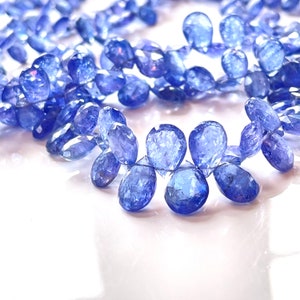 Tanzanite Faceted Briolettes, 16" Strand, Top Drilled Stones, 6mm x 4mm - 12mm x 9mm Purple Gemstones for Making Earrings (B-TA1)