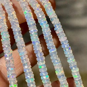 Opal Tyre Beads, 16&quot;, 4mm to 6mm, Opal Heishi, AAA Opal Beads, Graduated Opal Beads, Faceted Tyre Opal, AAA Ethiopian Opal Bead, R-345