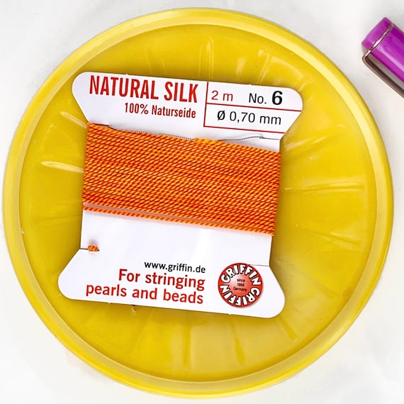 Orange Griffin Silk Cord, Silk Cord With Built-in Needle, Orange