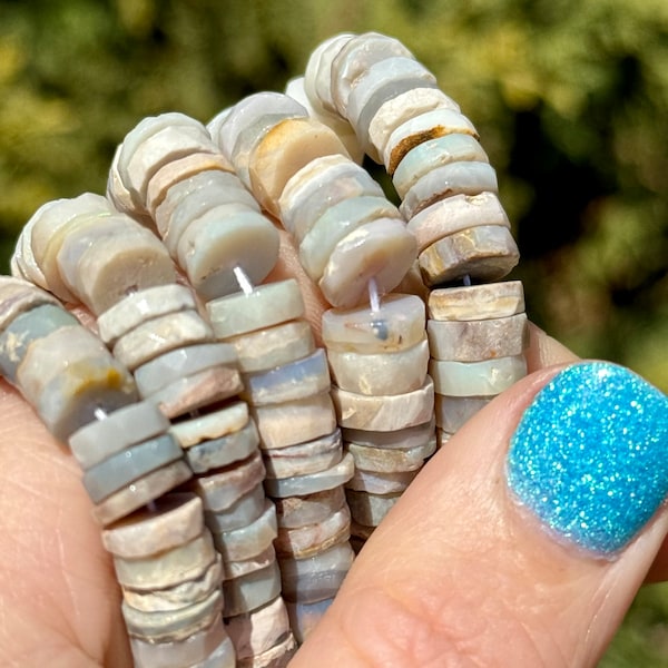 Australian Opal Beads, Opal Heishi Beads, Australian Opal Tire Beads, Australian Opal Rondelles, Opal Beads with Matrix, Opal Gemstones, AO4