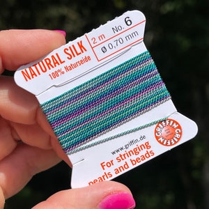 Bead Snob™ Dye Job™ in MOODY MERMAID, Dark Aqua Blue, Purple, and Gray Griffin Silk Cord for Making Jewelry, Supplies for Beaded Necklaces
