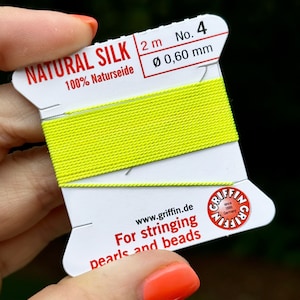 GRIFFIN Silk Cord, "Pucker Up Buttercup" Bead Snob™ Dye Job™, Neon Yellow Griffin Silk, Yellow Griffin Cord, Neon Silk Cord for Knotting