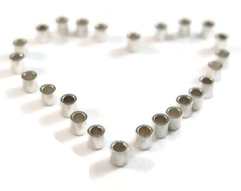 Silver Crimping Tubes, 2x2 Crimps, Sterling Crimp Tube Bead Double Walled, Sterling Silver Crimp Beads, Silver Crimps for Jewelry, F-1112s