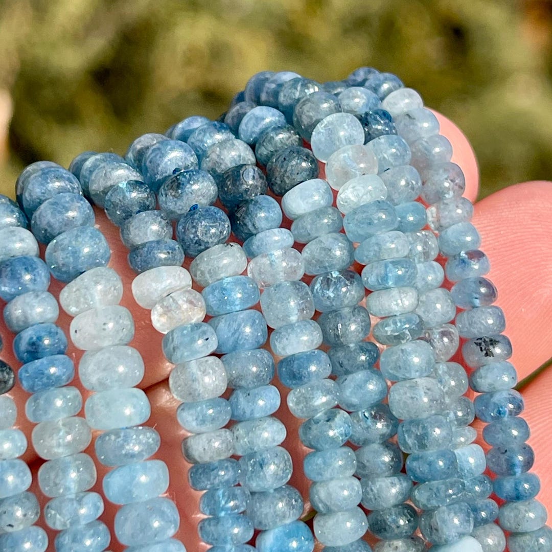 Rondelle sfaccettate di acquamarina blu multitono naturale 15,5 / 3,8 mm 4 mm - Italia