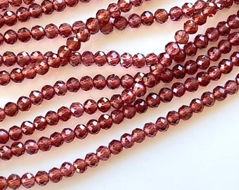 Natural Garnet Beads, 3mm Faceted Rondelles,  13" Strand - January Birthstone, Tiny Rondelle Gemstone Beads for Making Jewelry (R-Ga1)