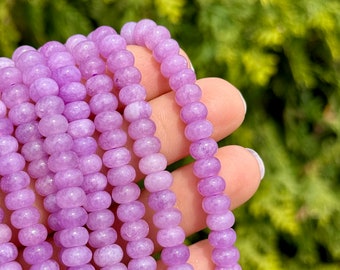 Tanzanite Purple 6mm Gemstone Rondelles, Purple Quartz Smooth Rondelle Beads, 6mm Gemstone Rondelles, Beads with 1mm Hole for Knotting, TP3