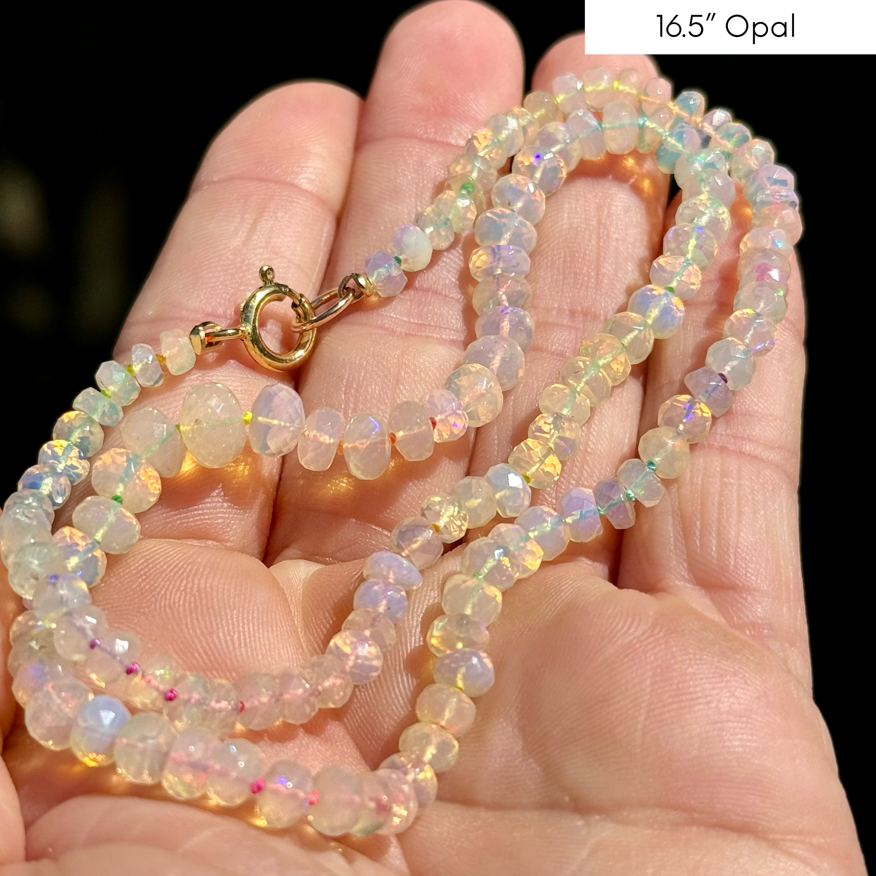 Opal Necklace, Moonstone Necklace, Jewelry Knotted on Rainbow Cord