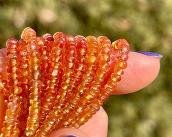 Orange and Yellow Sapphire Beads, 3mm -  3.5mm Rondelles, Smooth 3mm Rondelles, Natural Sapphire Gemstone Beads for Making Jewelry (R-SA22)