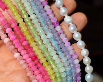 Set of 10 Strands, 4mm Gemstone Beads, Rainbow Gemstone Rondelle Beads, Rainbow Gemstone Necklace Kit, 4mm Faceted Gemstone Beads, QZ49