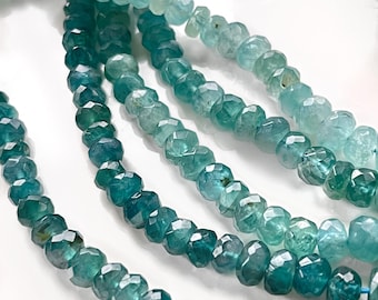 Grandidierite Faceted Rondelle Beads, 3.5mm - 5mm Natural Gemstones, Paraiba Blue Green Gems for Knotting and Wire Wrapping R-GR2 thru 5
