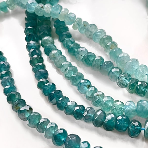 Grandidierite Faceted Rondelle Beads, 3.5mm - 5mm Natural Gemstones, Paraiba Blue Green Gems for Knotting and Wire Wrapping R-GR2 thru 5