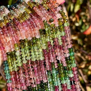 Tourmaline Smooth Beads, 4.5mm to 5mm, Tourmaline Smooth Rondelle 4mm, Rainbow Tourmaline, Multi Tourmaline Beads, Ombre Tourmaline, R-300