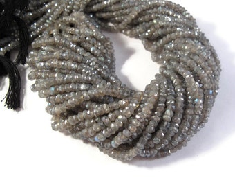 Jewelry Supplies 20 Mystic Labradorite Rondelles L-Lab6 Tiny Gray Beads Twenty Count Faceted 3mm-3.5mm Natural Gemstone Beads