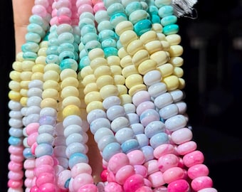 Rainbow Gemstone Rondelle Beads, 8mm to 9mm, 8mm Rondelles,  O-123