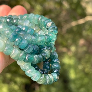 Teal Grandidierite Rondelle Beads, 6mm - 7mm Beads, 20" Strand Paraiba Color Gemstones, Rare Blue Green Gems for Making Necklaces,  R-GR8