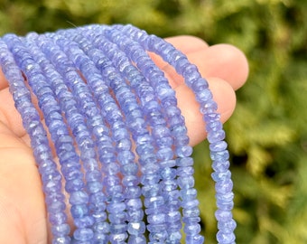 Light Tanzanite Rondelle Beads, 4mm - 4.5mm Tanzanite Gemstones, Purple and Blue Gems, December Birthstone Beads for Jewelry Making  (R-TA9)