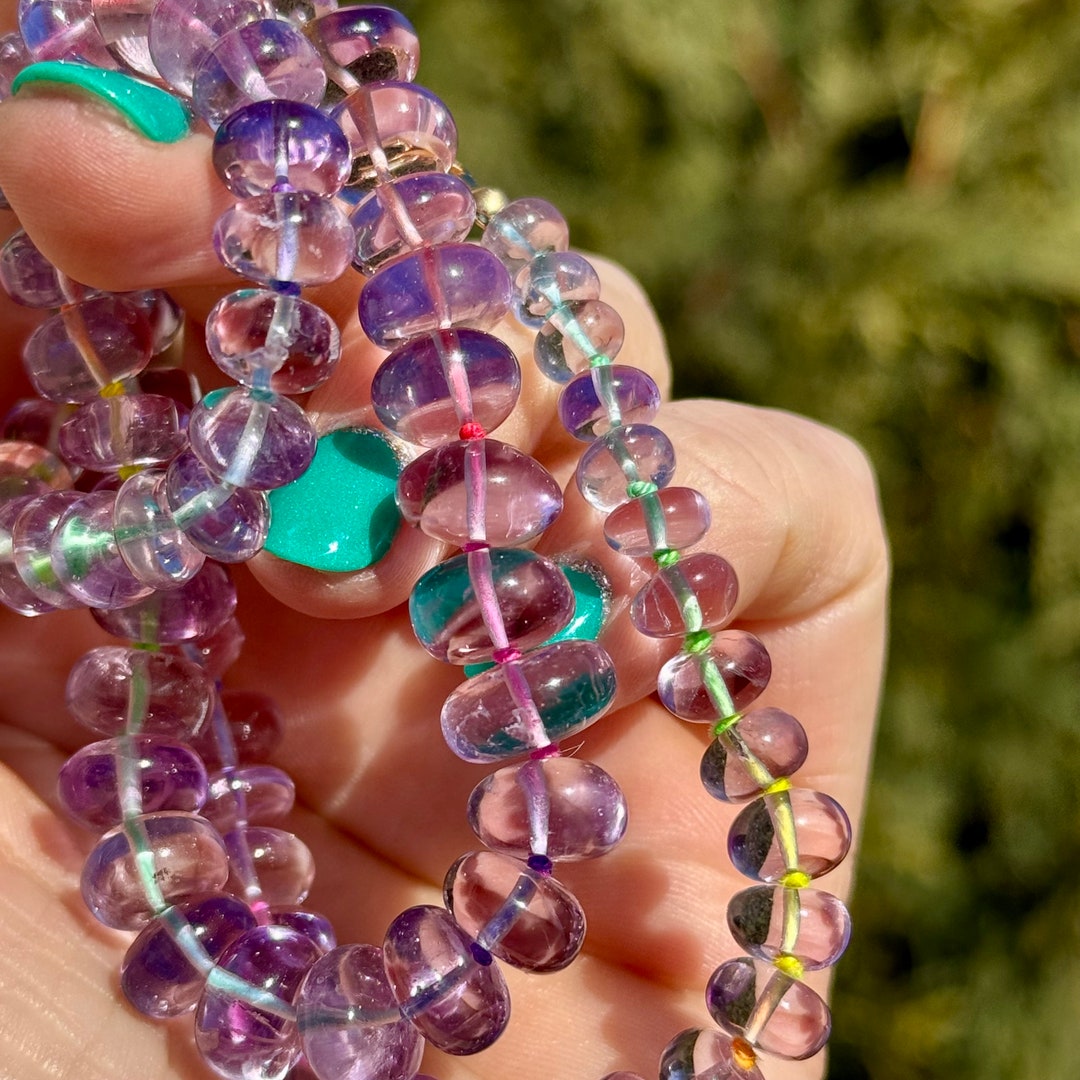 •NYX• rainbow obsidian + amethyst mixed metal necklace (26