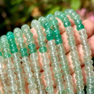 Green Aventurine Beads, 6mm - 7mm, 18&quot; Strand, 6mm Green Aventurine Rondelles, Green Aventurine Smooth Rondelles, Aventurine Beads, AR-215*