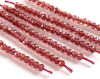 20 Garnet Rondelles, Twenty Count Faceted 3mm Natural Gemstone Beads, Tiny Red Beads, Jewelry Supplies (R-GA1-20)