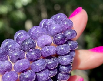 Dark Purple Gemstone Rondelles for Size 8 GRIFFIN Silk, Amethyst Quartz 8mm Faceted Gemstone Beads with 1mm Hole for Making Bracelets, PL4