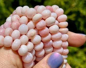 Pink Opal Rondelles, 9mm Gemstone Beads, 8.5mm - 9mm Shaded Pink Opal Rondelles, 8mm Smooth Rondelles, Gemstones for Making Jewelry, LP2