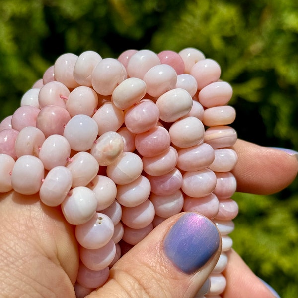 Pink Opal Rondelles, 9mm Gemstone Beads, 8.5mm - 9mm Shaded Pink Opal Rondelles, 8mm Smooth Rondelles, Gemstones for Making Jewelry, LP2