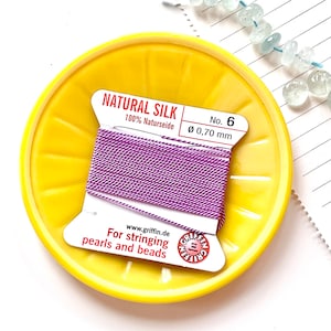 Purple Griffin Silk Cord, Violet Silk Cord with Built-In Needle, Lilac Griffin Silk for Hand Knotting and Making Jewelry (G-PU1)