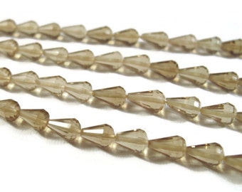 8 Inch Strand of Beer Quartz Beads, Natural Gemstone Beads, Long Drilled Chandeliers, 25 Stones for Making Jewelry, 7mm x 5mm (S-Bq2b)