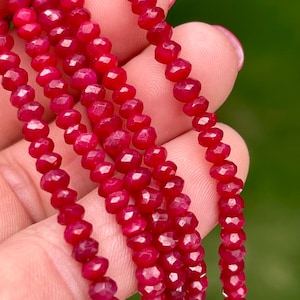 4mm Ruby Beads, 3mm to 4mm, Ruby Faceted Rondelles, Ruby Bead 3mm, Red Gemstone Beads, 4mm Gemstone Rondelles, 3mm Gemstone Beads,  R-RU6