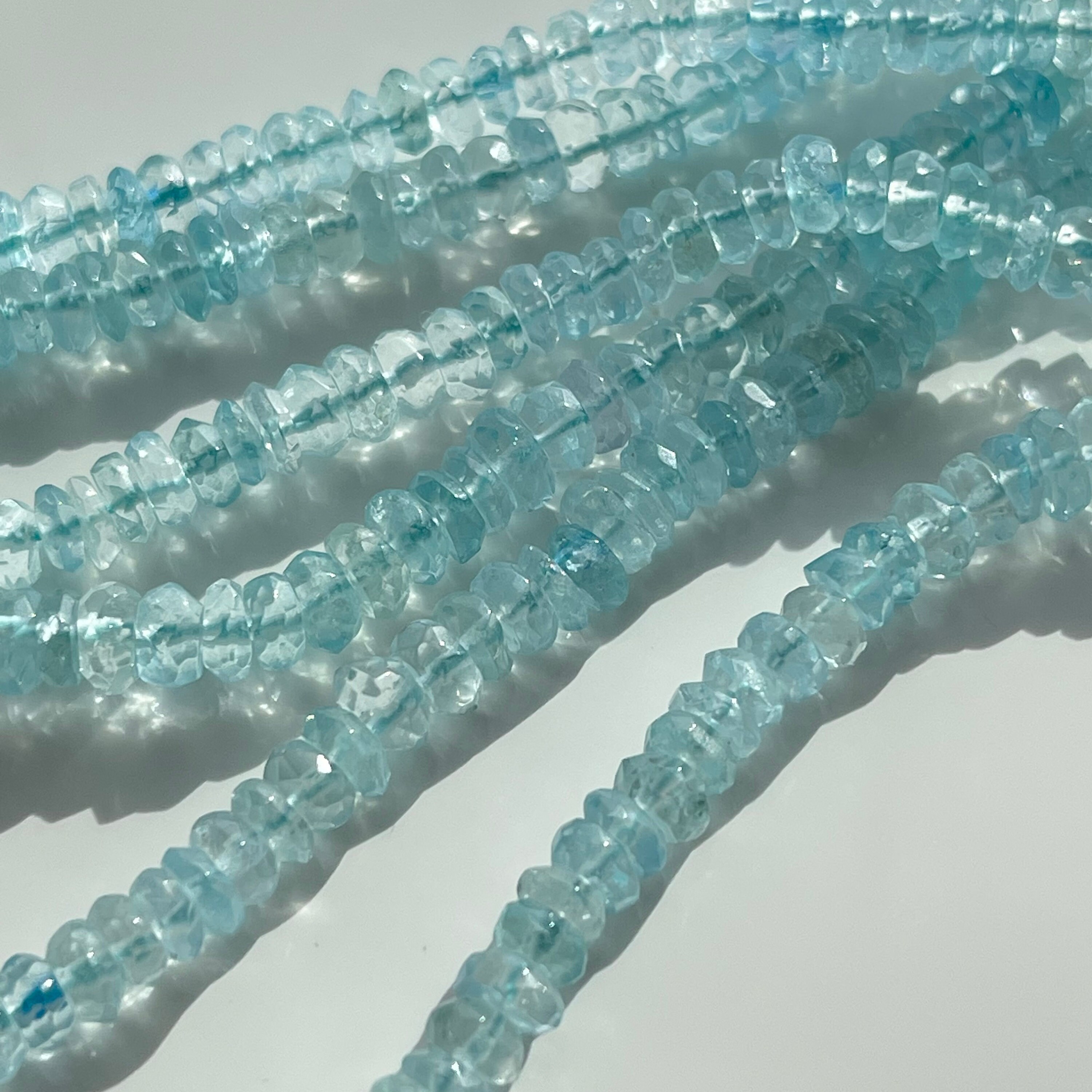 Perline Rondelle di Acquamarina Naturale: Pietra Preziosa Sfaccettata, 6 mm, 15 pollici - Italia